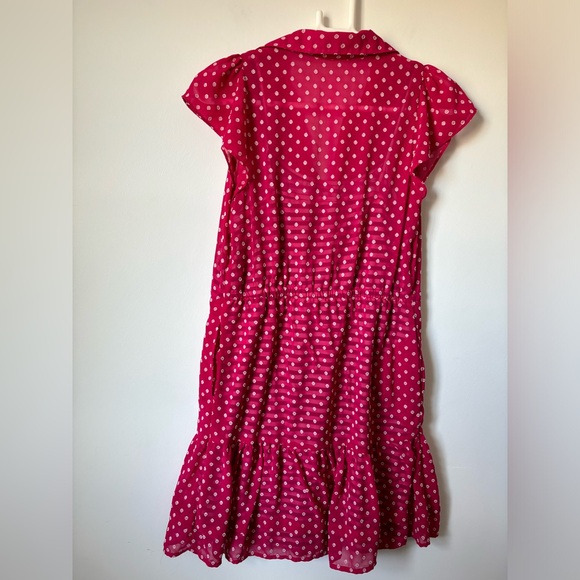 Maison Jules Textured Sheer Pink & White w/ Striped Slip Ruffled Mini Dress - Picture 13 of 16